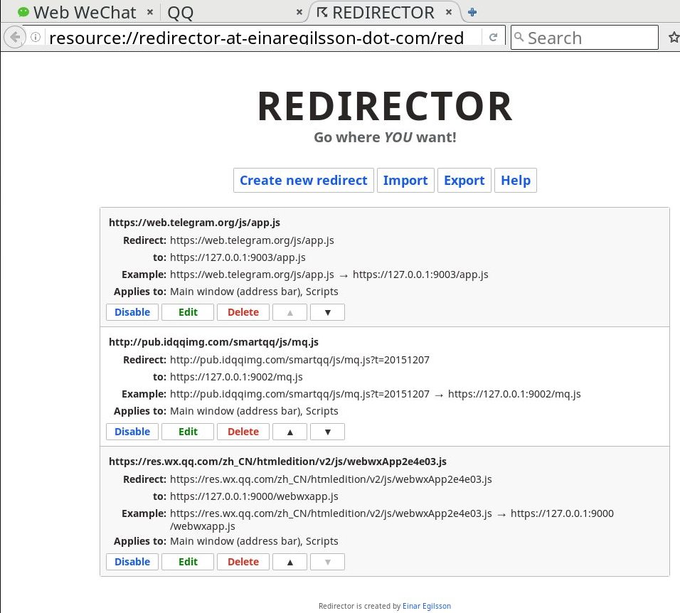 Firefox Redirector配置